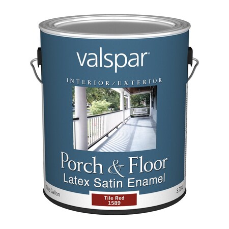 Valspar Porch and Floor Paint, Satin, Tile Red, 1 gal 027.0001589.007